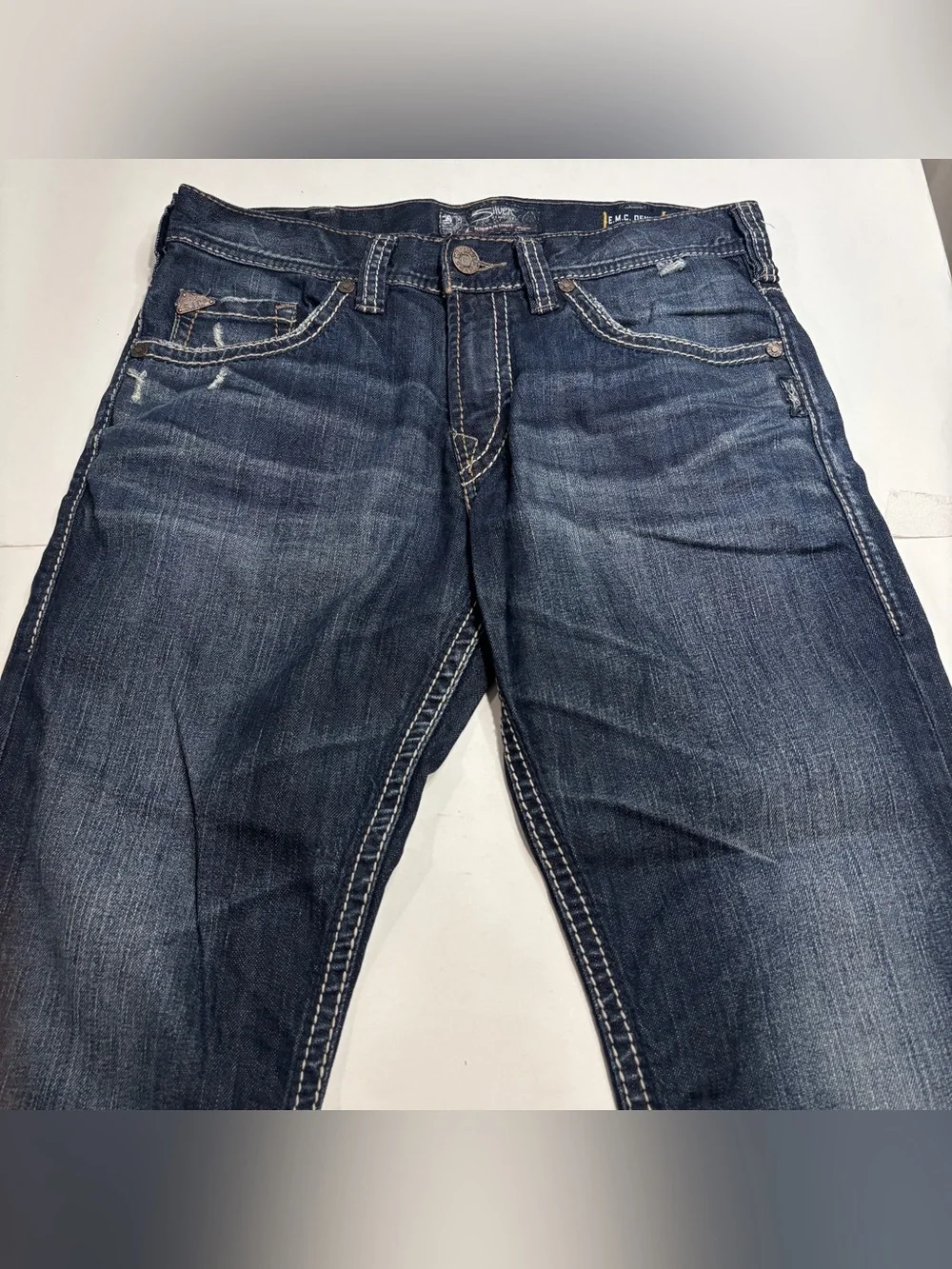 Silver Jeans Mens 33x30 Blue Denim Pants Eddie Thick Stitch Casual